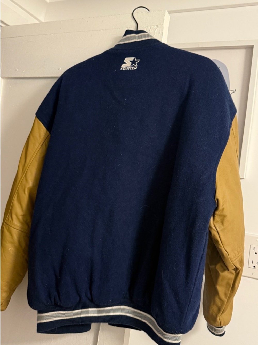 Vintage 'Cowboys' Navy & Brown Letterman Jacket - Picture 5 of 6